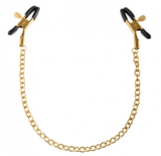 Чёрные с золотом зажимы на соски Gold Chain Nipple Clamps - Pipedream - купить с доставкой в Реутове