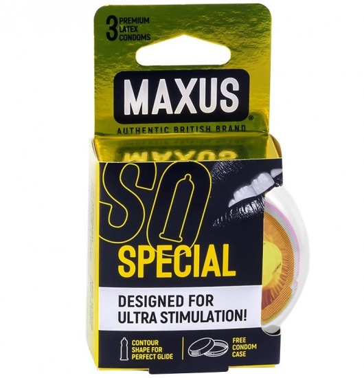 Презервативы с точками и рёбрами в пластиковом кейсе MAXUS Special - 3 шт. - Maxus - купить с доставкой в Реутове