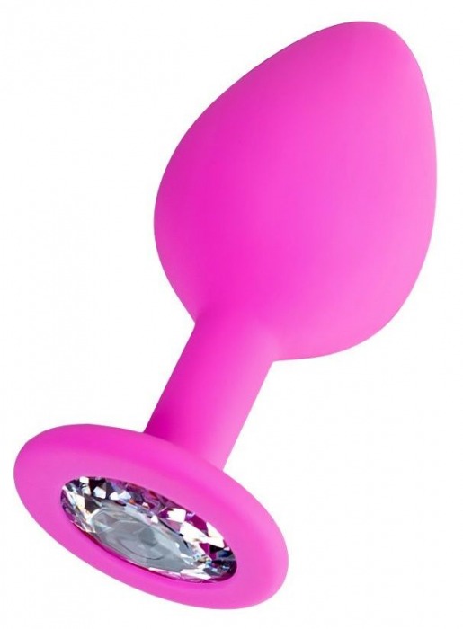 Розовая анальная втулка Brilliant с прозрачным кристаллом - 7 см. - ToyFa - купить с доставкой в Реутове