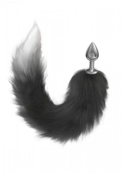 Серебристая анальная пробка с черным хвостом Galaxy - Lola Games - купить с доставкой в Реутове