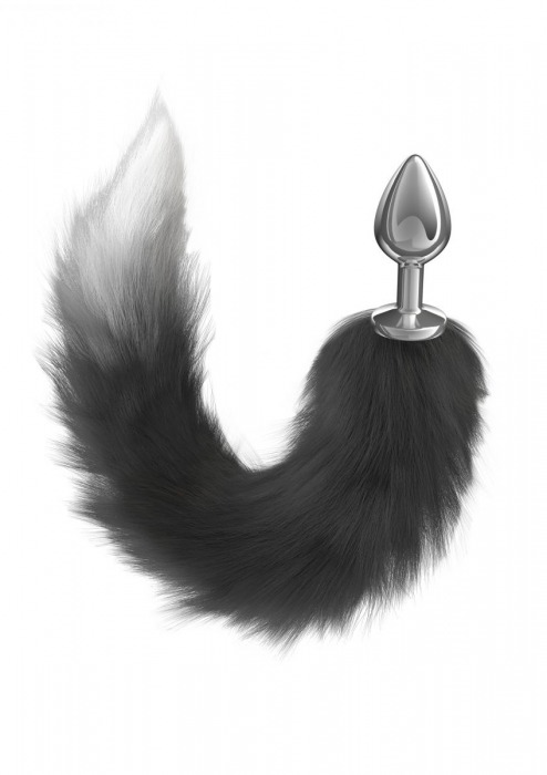 Серебристая анальная пробка с черным хвостом Starlit - Lola Games - купить с доставкой в Реутове