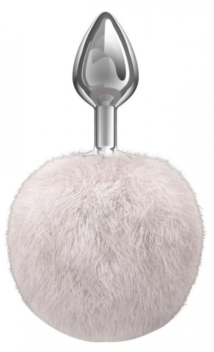 Серебристая анальная пробка с белым пушистым хвостиком Twinkle - Lola Games - купить с доставкой в Реутове