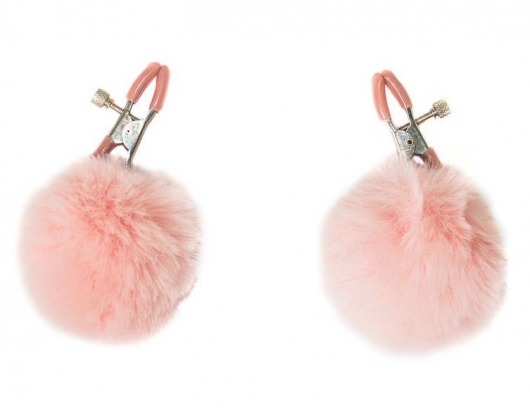Зажимы на соски Angelic с розовыми меховыми шариками - Lola Games - купить с доставкой в Реутове