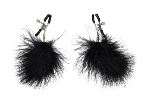 Зажимы на соски с черным пухом Euphoric - Lola Games - купить с доставкой в Реутове