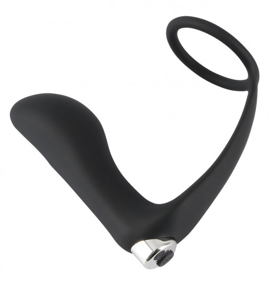 Черное эрекционное кольцо с анальной вибропробкой Vibrating Ring   Plug - Orion - в Реутове купить с доставкой