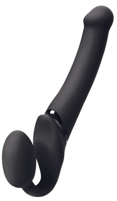 Черный безремневой вибрострапон Silicone Bendable Strap-On M - Strap-on-me - купить с доставкой в Реутове