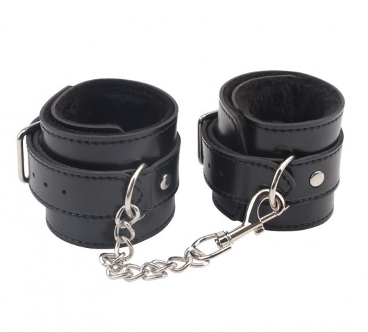Черные оковы на ноги Obey Me Leather Ankle Cuffs - Chisa - купить с доставкой в Реутове