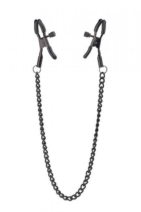 Черные зажимы на соски на цепочке BLAZE DELUXE NIPPLE CLAMPS - Dream Toys - купить с доставкой в Реутове