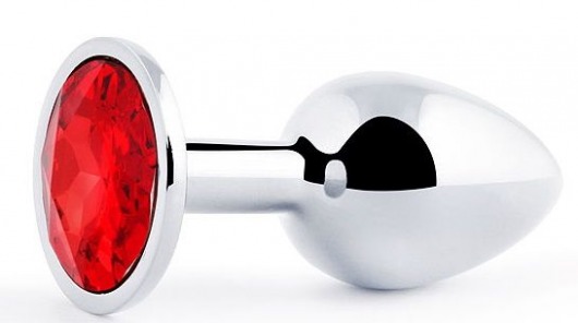 Серебристая анальная пробка с красным стразом - 7,2 см. - Anal Jewelry Plug - купить с доставкой в Реутове