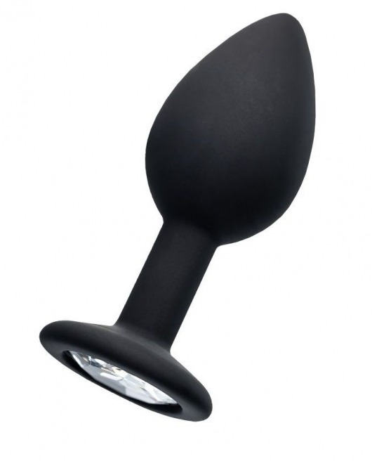 Черная анальная втулка с прозрачным стразом - 7,2 см. - POPO Pleasure - купить с доставкой в Реутове