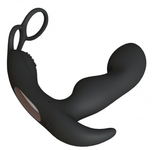 Черный вибромассажер простаты Taurus с эрекционным кольцом - Le Frivole - в Реутове купить с доставкой
