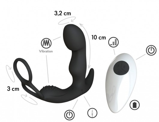Черный вибромассажер простаты Taurus с эрекционным кольцом - Le Frivole - в Реутове купить с доставкой