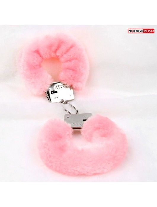Металлические наручники с мягкой нежно-розовой опушкой - Notabu - купить с доставкой в Реутове