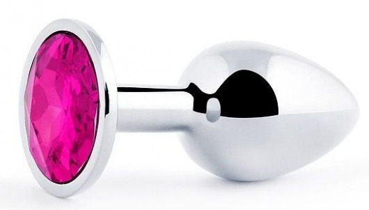 Серебристая анальная пробка с малиновым кристаллом - 7,2 см. - Anal Jewelry Plug - купить с доставкой в Реутове