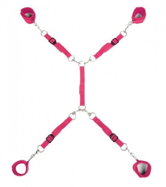 Ярко-розовый набор фиксаций на кровати Classic Bed Spreader - Lux Fetish - купить с доставкой в Реутове