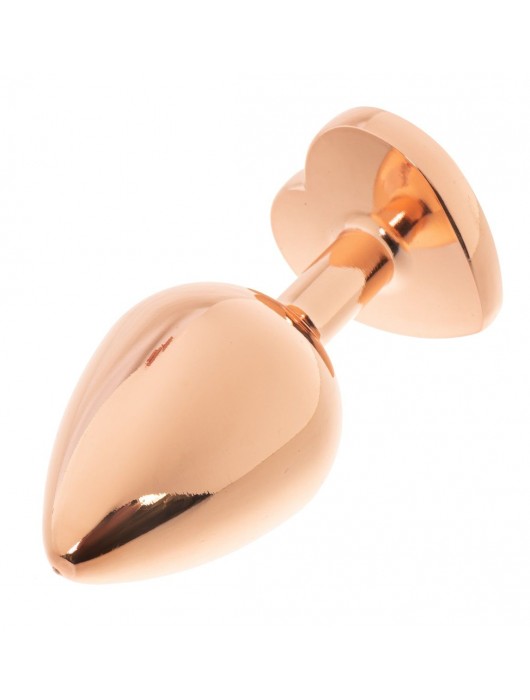 Золотистая анальная пробка OYO с зеленым кристаллом-сердцем - 7,3 см. - OYO