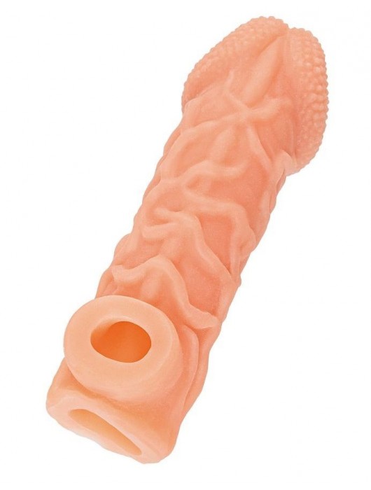 Телесная закрытая насадка с венками Cock Sleeve Size S - 13,8 см. - KOKOS - в Реутове купить с доставкой