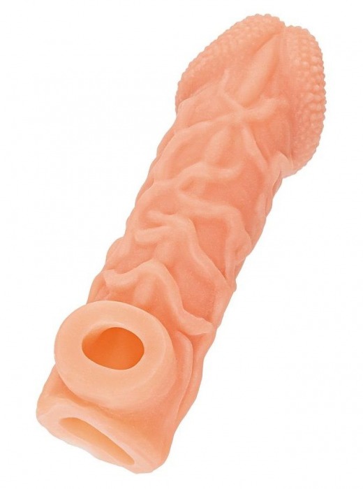 Телесная закрытая насадка с венками Cock Sleeve Size L - 17,6 см. - KOKOS - в Реутове купить с доставкой