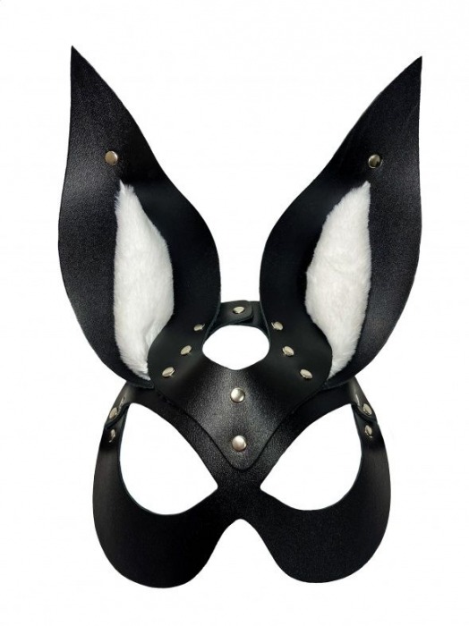 Черная маска зайки с белым мехом на ушках Miss Bunny - БДСМ Арсенал - купить с доставкой в Реутове