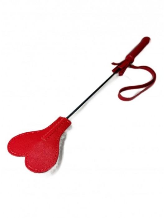 Красно-белый кожаный мини-стек - 36 см. - БДСМ Арсенал - купить с доставкой в Реутове