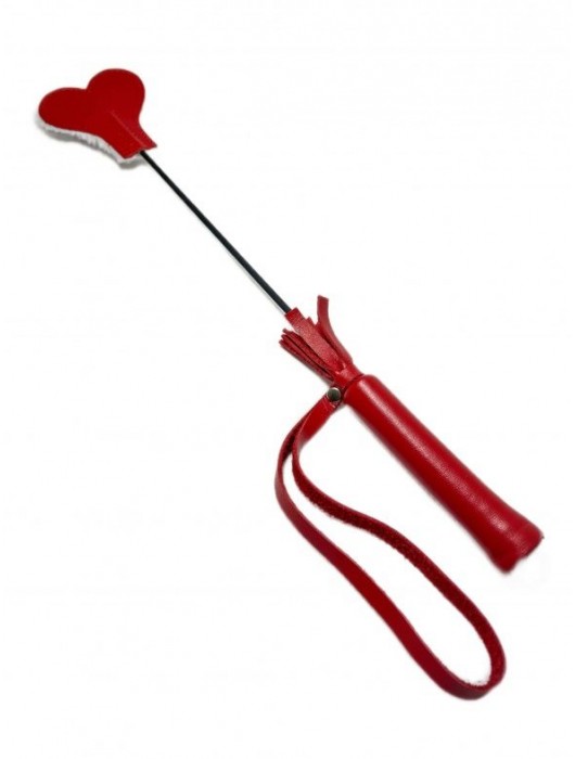 Красно-белый кожаный мини-стек - 36 см. - БДСМ Арсенал - купить с доставкой в Реутове