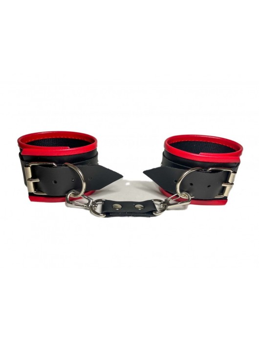 Черно-красные наручники из эко-кожи - БДСМ Арсенал - купить с доставкой в Реутове