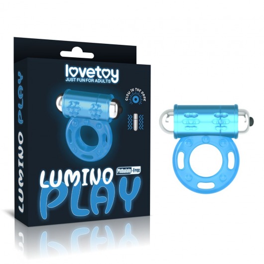 Голубое, светящееся в темноте эрекционное виброкольцо Lumino Play Vibrating Penis Ring - Lovetoy - в Реутове купить с доставкой
