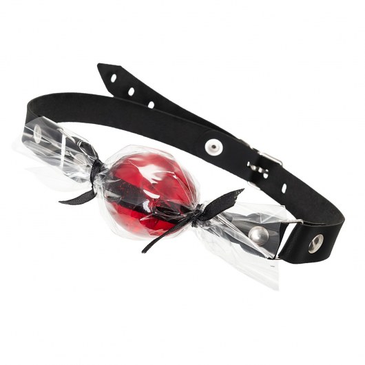 Красный кляп-леденец на кожаных ремешках - Sosuчki - купить с доставкой в Реутове