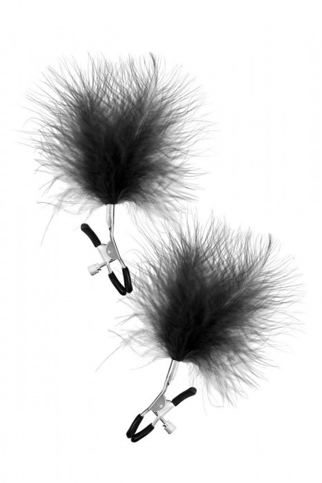 Зажимы на соски с черными пуховыми кисточками Sweet Caress Feather Nipple Clumps - Sweet Caress - купить с доставкой в Реутове