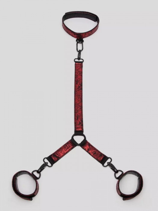 Ошейник с наручниками Reversible Faux Leather Collar and Wrist - Fifty Shades of Grey - купить с доставкой в Реутове