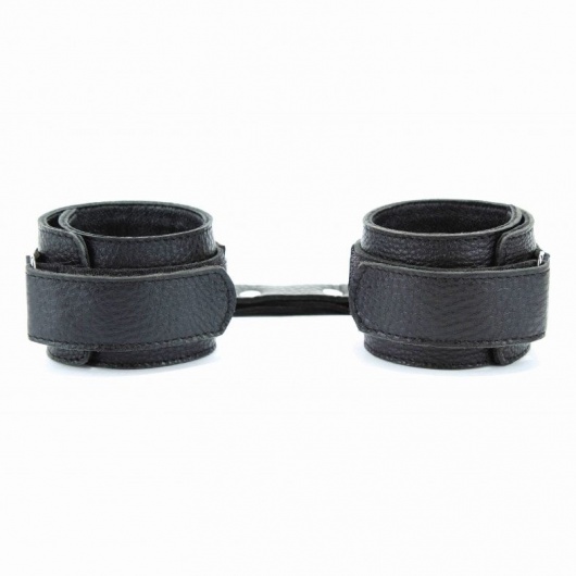 Чёрные кожаные наручники - БДСМ Арсенал - купить с доставкой в Реутове