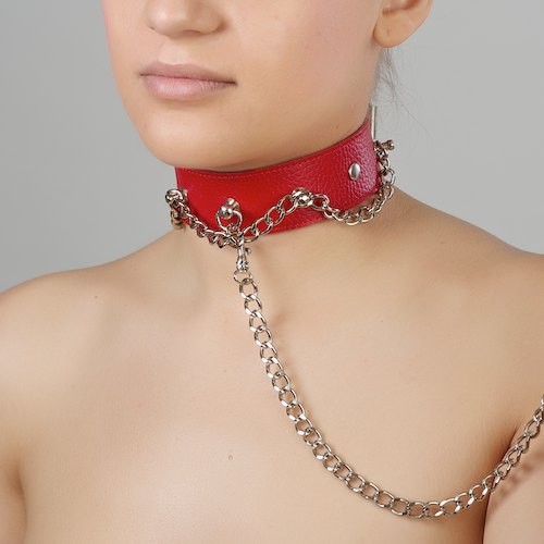 Красный ошейник из натуральной кожи - Sitabella - купить с доставкой в Реутове