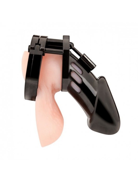 Черная акриловая клетка целомудрия для члена с замком - BlueLine - купить с доставкой в Реутове