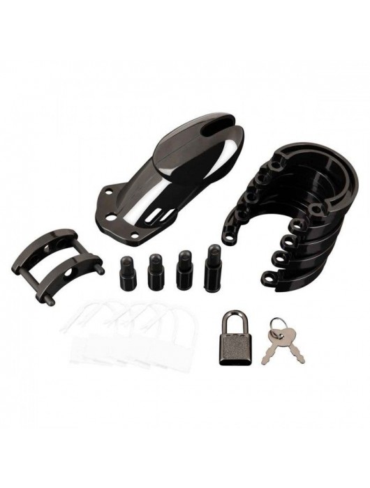 Черная акриловая клетка целомудрия для члена с замком - BlueLine - купить с доставкой в Реутове