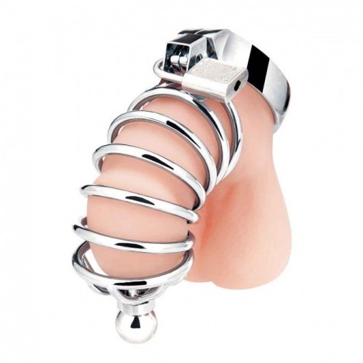 Серебристая клетка для члена Urethral Play Cage - BlueLine - купить с доставкой в Реутове
