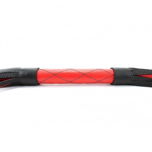 Красно-черная кожаная плётка - 51 см. - БДСМ Арсенал - купить с доставкой в Реутове