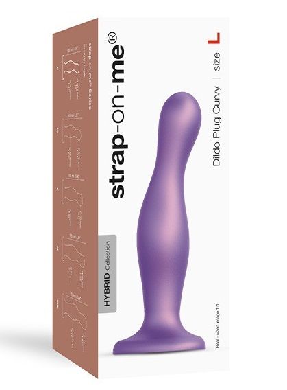 Фиолетовая насадка Strap-On-Me Dildo Plug Curvy size L - Strap-on-me - купить с доставкой в Реутове