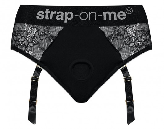 Черные трусики для насадок Diva Lingerie Harness - size S - Strap-on-me - купить с доставкой в Реутове