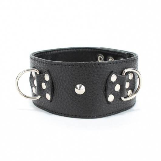 Черный кожаный ошейник с короткими шипами - БДСМ Арсенал - купить с доставкой в Реутове