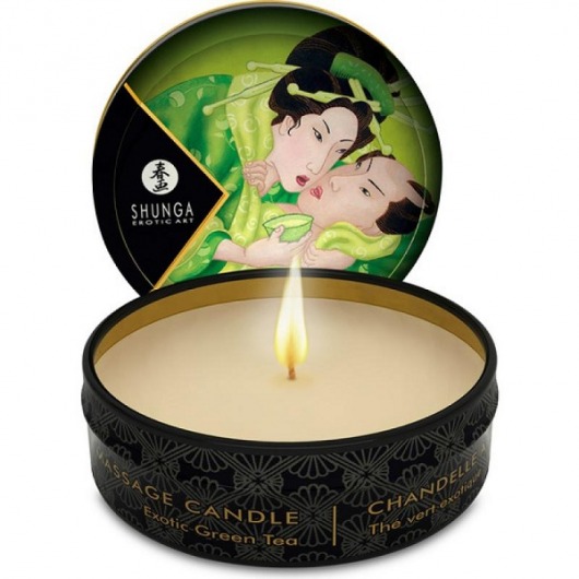 Массажная свеча Exotic Green Tea с ароматом зелёного чая - 30 мл. - Shunga - купить с доставкой в Реутове
