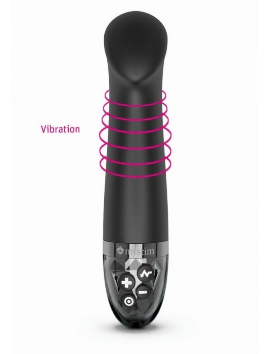 Черный вибратор с функцией электростимуляции Right on Ron - 17 см. - MyStim - купить с доставкой в Реутове