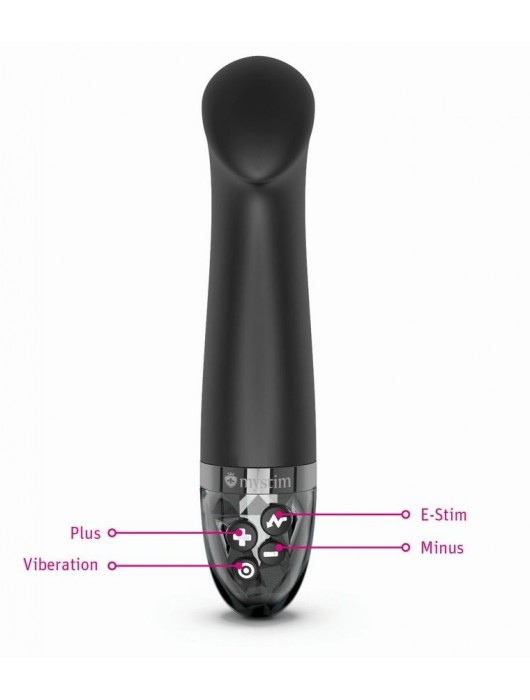 Черный вибратор с функцией электростимуляции Right on Ron - 17 см. - MyStim - купить с доставкой в Реутове