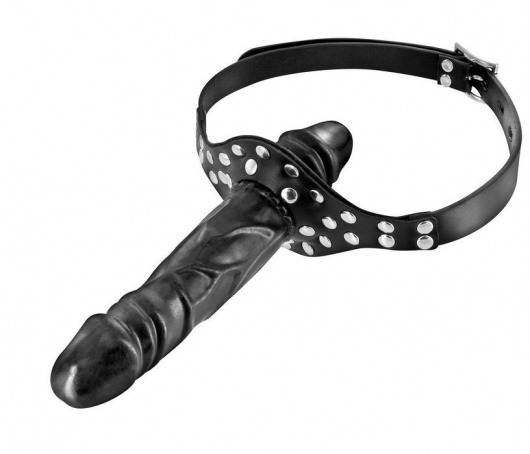 Черный кляп-фаллоимитатор Double Penis Gag - Fetish Tentation - купить с доставкой в Реутове