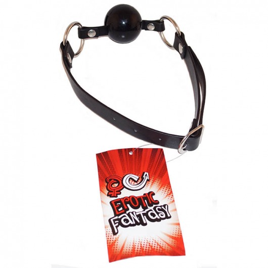 Силиконовый черный кляп-шарик на ремне Black Ballgag - Erotic Fantasy - купить с доставкой в Реутове
