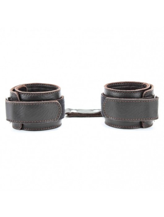 Коричневые кожаные оковы с клепками - БДСМ Арсенал - купить с доставкой в Реутове