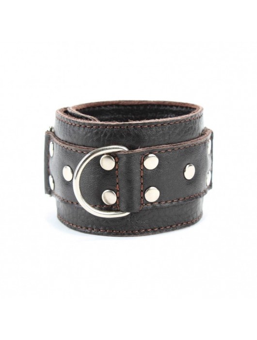 Коричневые кожаные оковы с клепками - БДСМ Арсенал - купить с доставкой в Реутове