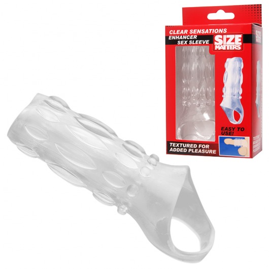 Насадка на пенис с кольцом для мошонки Clear Sensations Enhancer Sex Sleeve - 11,5 см. - XR Brands - в Реутове купить с доставкой