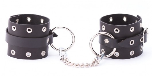 Черные кожаные оковы с люверсами - Crazy Handmade - купить с доставкой в Реутове