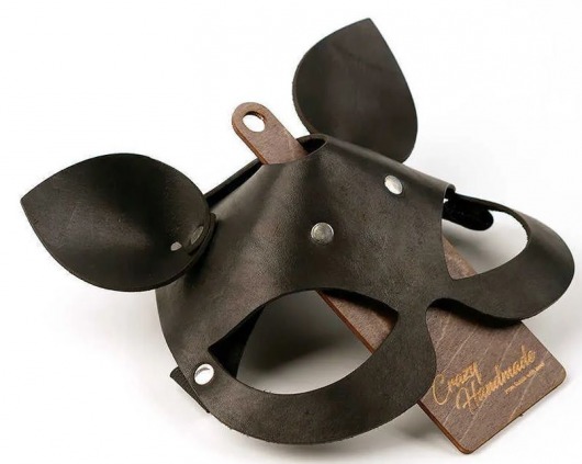 Черная кожаная маска  Кошка  с маленькими ушками - Crazy Handmade - купить с доставкой в Реутове