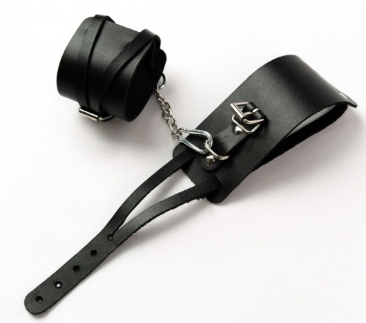 Черные кожаные оковы с креплением в виде веревочек - Crazy Handmade - купить с доставкой в Реутове